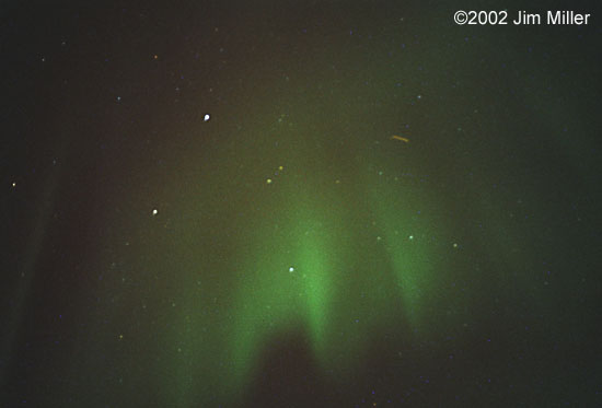 Northern Lights (Aurora Borealis)  2002 Jim Miller - Canon Elan 7e, Canon 50mm f1.8, Kodak Gold 400