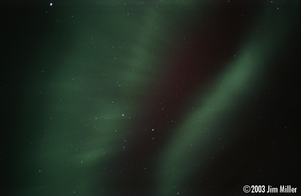 Northern Lights (Aurora Borealis)  2003 Jim Miller - Canon Elan 7e, Canon 50mm Macro f2.5, Fuji Superia 100