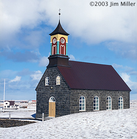 Hvalsneskirkja in the Snow 2003 Jim Miller - Canon Elan 7e, EF 50mm Macro f2.5, Fuji Sensia 100