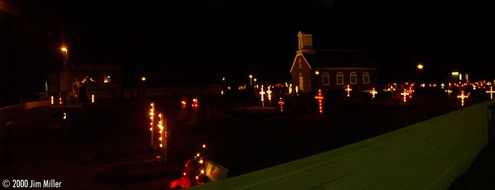 Christmas Lights at Innri-Njarvkskirkja  1998 Jim Miller - Olympus D-220L
